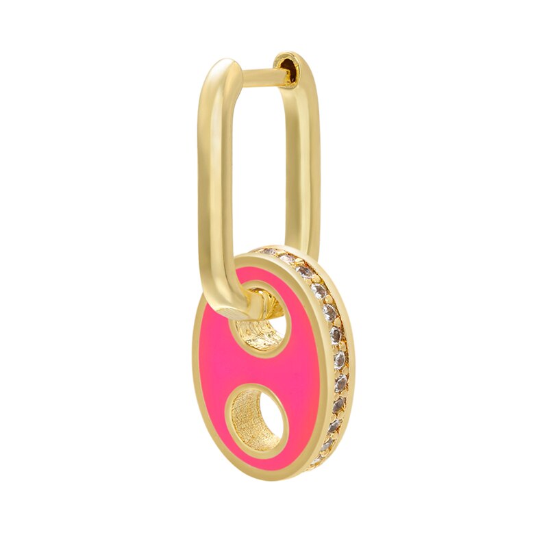 Hecheng, 1pc ,cz colorido buraco gota brinco, atacado, para mulher neon fluorescente jóias: pink