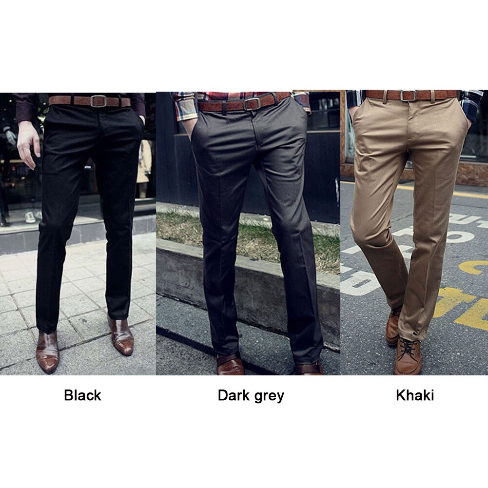 Men's Suit Pants Slim fit Casual Formal Straight Dress Pants Cotton Trousers