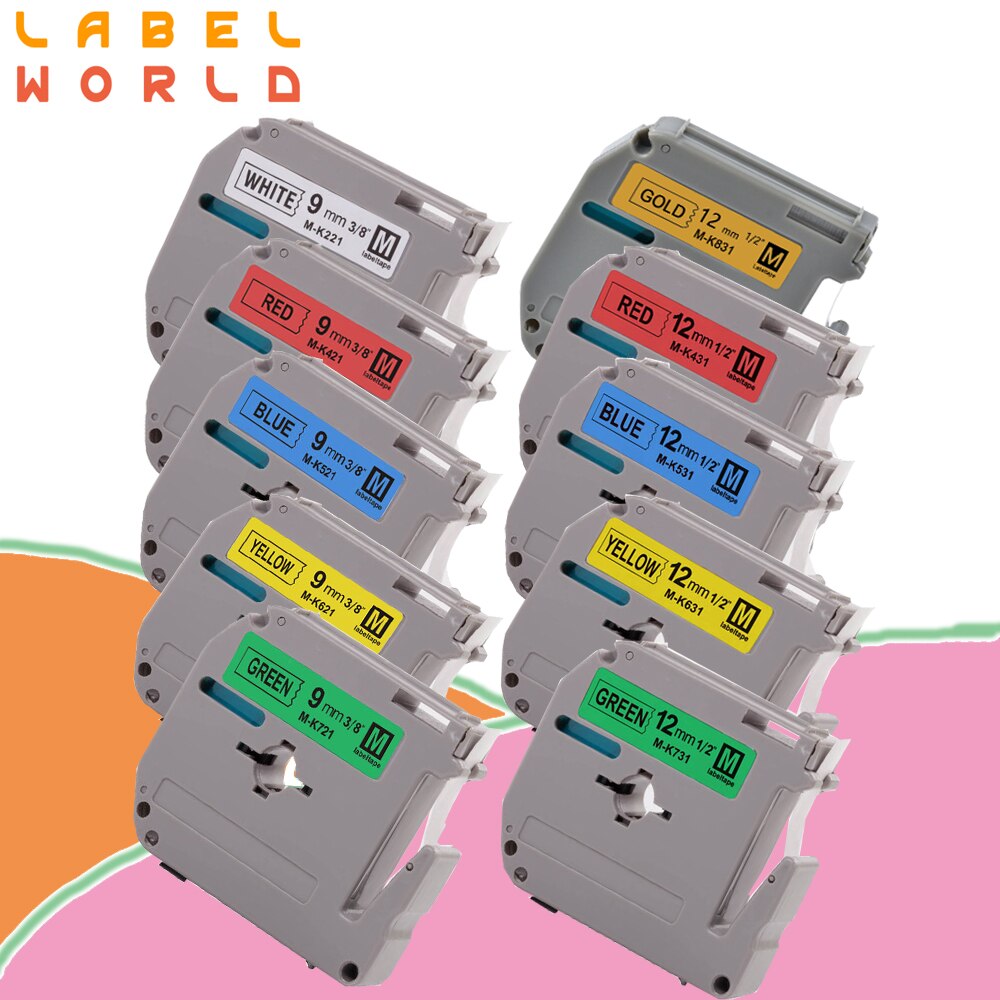 Compatible Brother MK-231 M-K231 MK-221 MK-131 MK-531 MK-631 MK-621 laminated Label Tape MK231 MK221 label tapes for PT-80 PT-70