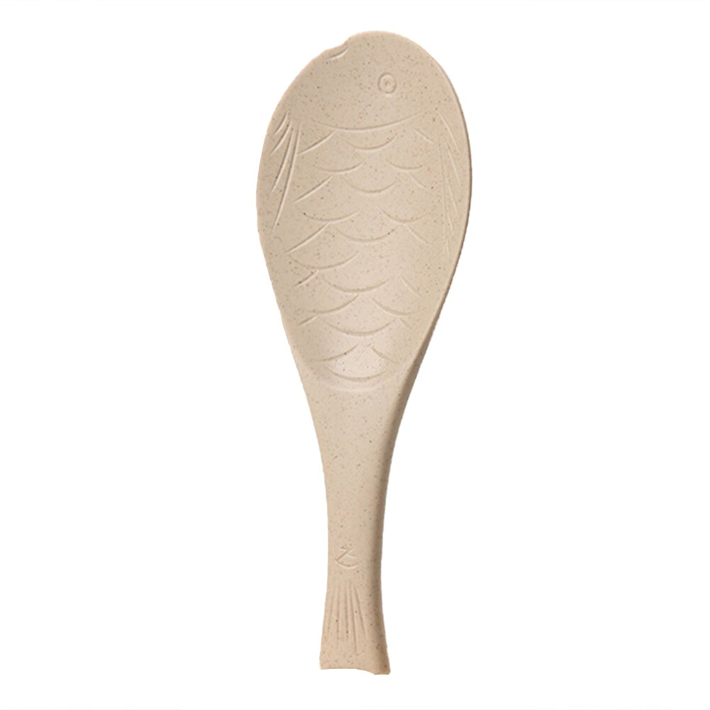 Kitchen Fish Shaped Non-stick Spoons Heat-resistant Rice Paddle Utensil Kitchen Tool 7.5cm x 20.5cm: Beige