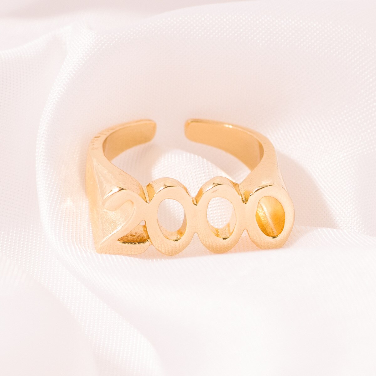 Year Number Ring for Women Stainless Steel Ring Simple Gold Rings Female Number Rings Best Friend Jewelry: 2000