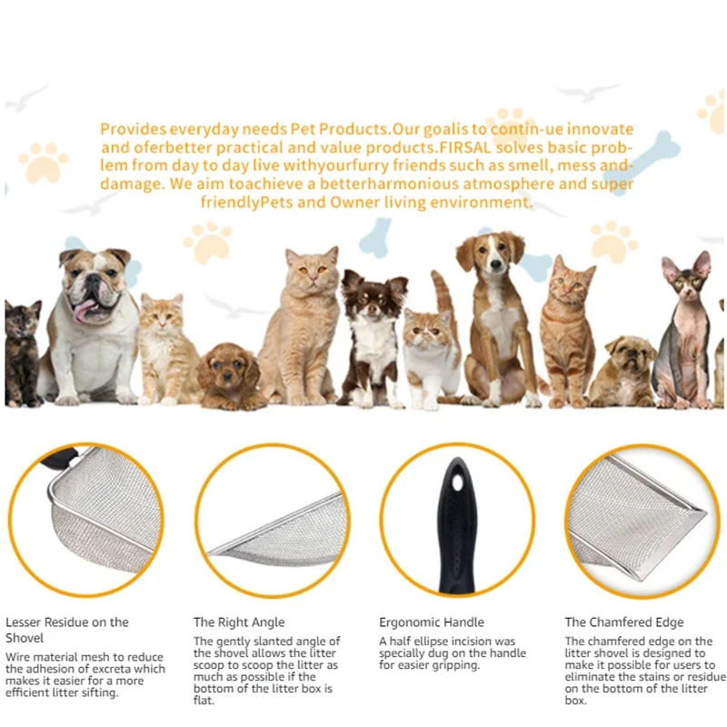 2X2mm Fijne Poriën Kat Zand Schop Dierbenodigdheden Roestvrij Stalen Schop Toepasselijk Kleine Kattenbakvulling Huisdier Uitwerpselen Schoon filter Schop