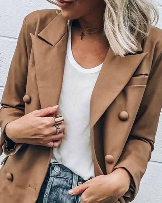 Ca dames trenchcoat slank casual zakelijk blazer pak werkjas bovenkleding tops