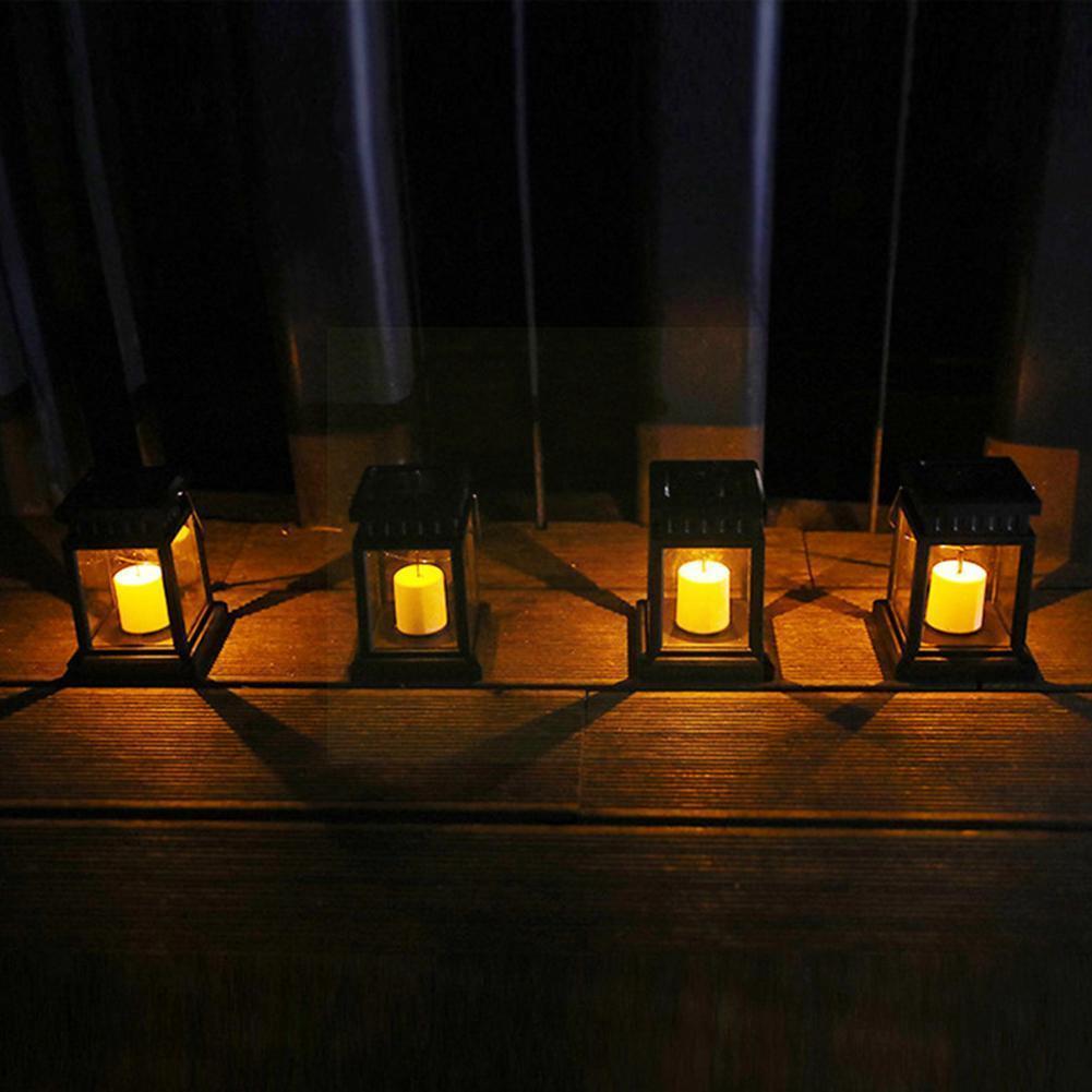 Retro Lantern Solar Powered Lamp Candle Twinkle Garden Hanging Lamp Lamp Led Flashing Decoration Outdoor Light Q5b3