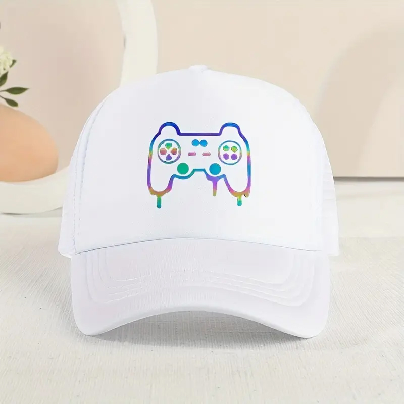 Gorra de béisbol informal con sombrilla para niños, gorro con estampado divertido para jugar al aire libre, 1 ud.: Blanco