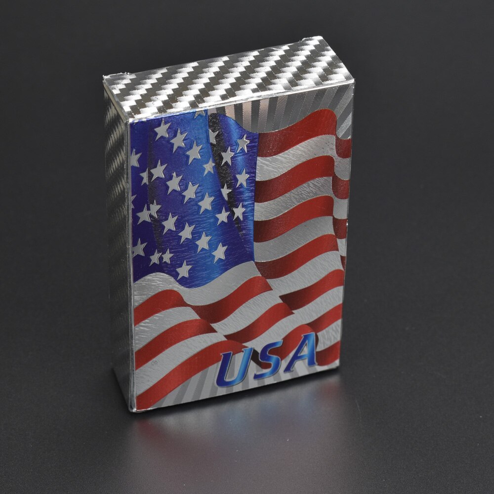 Farverigt amerikansk flag flagrende guld sølvfolie spillekort plast vandtætte kort til indsamling