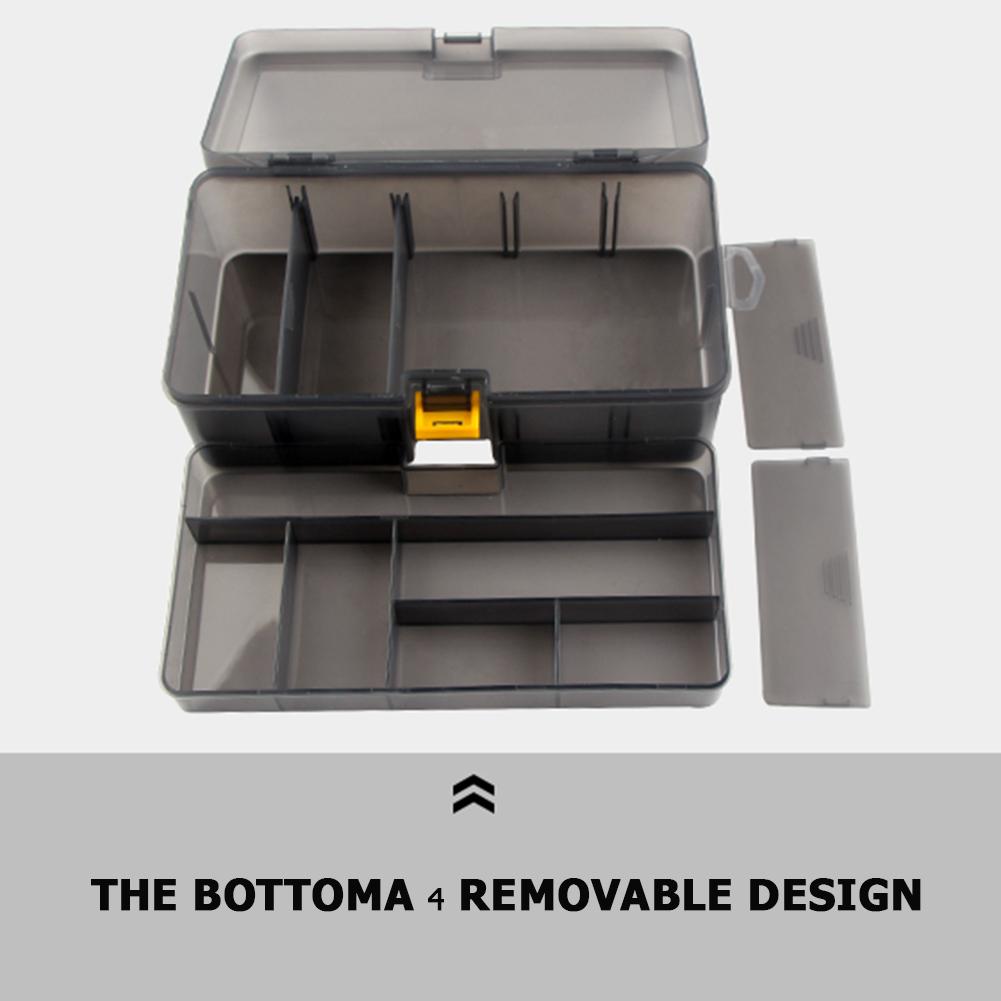Durable Plastic Fishing Lure Hook Tackle Storage Box Organizer Double Sided Container Detachable Case
