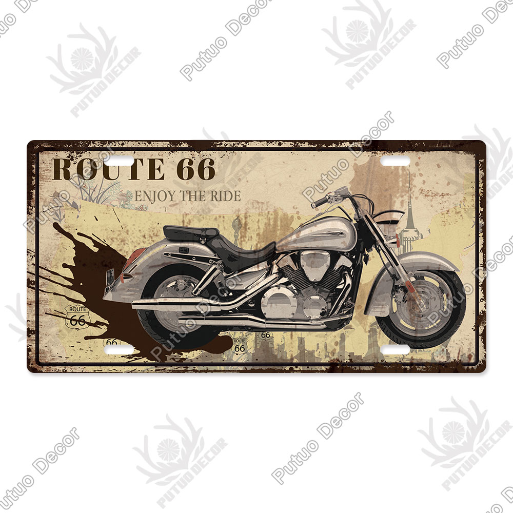 Putuo Decor-placa de matrícula Route 66, letrero de Metal Vintage para Bar, Pub, Gasolinera, garaje, hombre, cueva, decoración de pared del hogar
