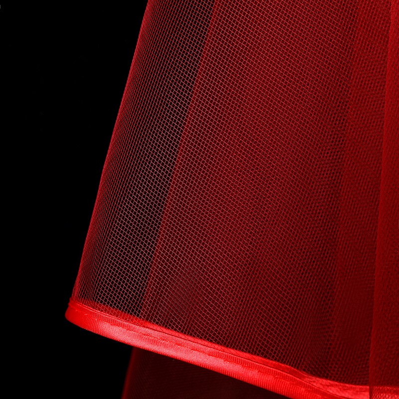White Ivory Red Black Pink Wedding Veils With Comb Ribbon Edge Bridal Veils 2 Layer Bride Accessories Voile Mariage Welon Slubny