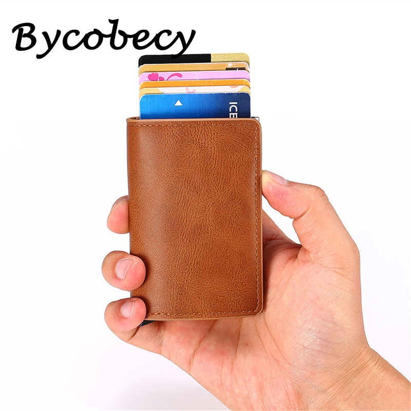 Bycobecy 2019新しい財布男性と女性ミニスマートウォレットrfidセキュリティアルミボックスポップアップクレジットカードホルダー直送用