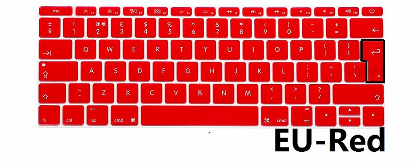 Eu Voor Macbook Retina 12 A1534 Toetsenbord Film Protector Soft Silicon Keyboard Skin Engels Eu Toetsenbord Cover: EU-Red