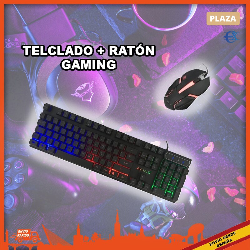 EUROXANTY| Teclado y Ratón Gamer | Teclado Gamer Mecanico | Teclado Español Ñ | Teclado Gaming Español | Teclado USB | Keyboard