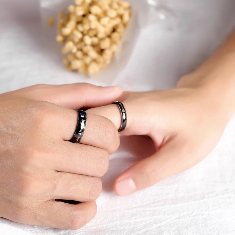 Anillos de pareja de , anillos llamativos de su rey y su reina, anillo de corona de circón AAA a la , anillo de boda de aniversario romántico
