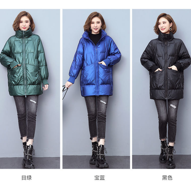 Doudoune mi-longue en coton pour femme, vêtement ample et fin, couleur unie, Version coréenne, à la , hiver