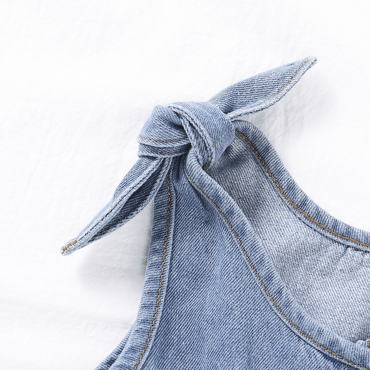 ropa de verano para bebés, niños, niñas, vestido de tela vaquera de Color sólido con botones sin mangas