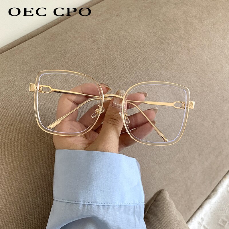 Metal Black Classic Square Clear Glasses Frame Women Men Anti Blue Light Glasses Clear Lens Optical Reading Eyeglasses