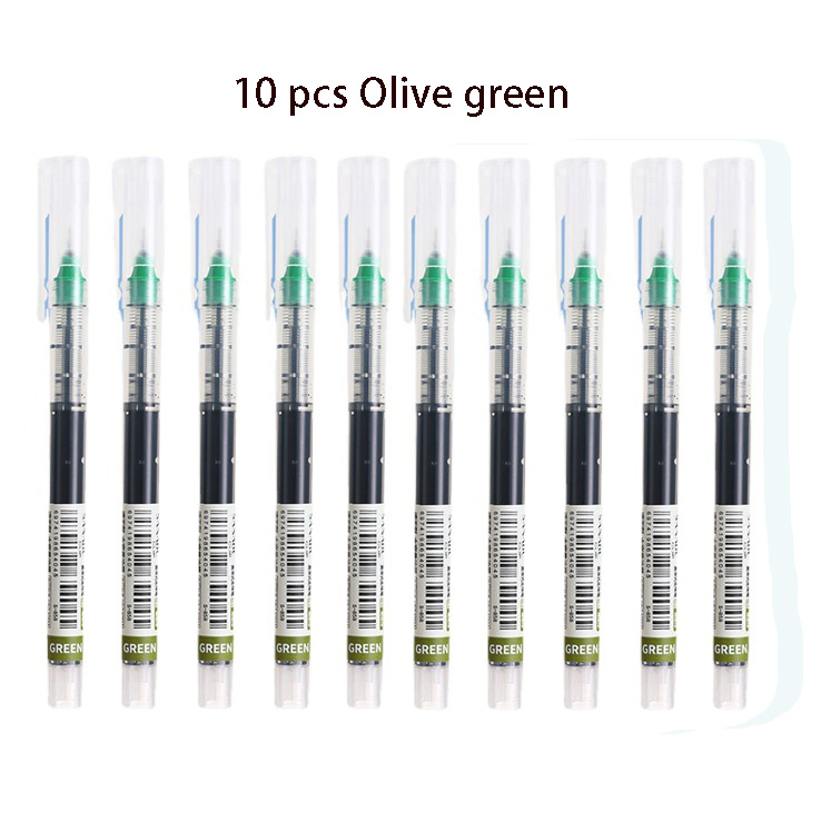Bolígrafo de Gel líquido recto de 10 colores, bolígrafos de Gel coloridos de gran capacidad de secado rápido, bolígrafos Rollerball de 0,5mm, papelería para escuela y oficina: Borgoña