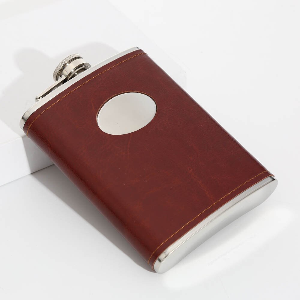 8oz hip flask stainless steel 304 with pu