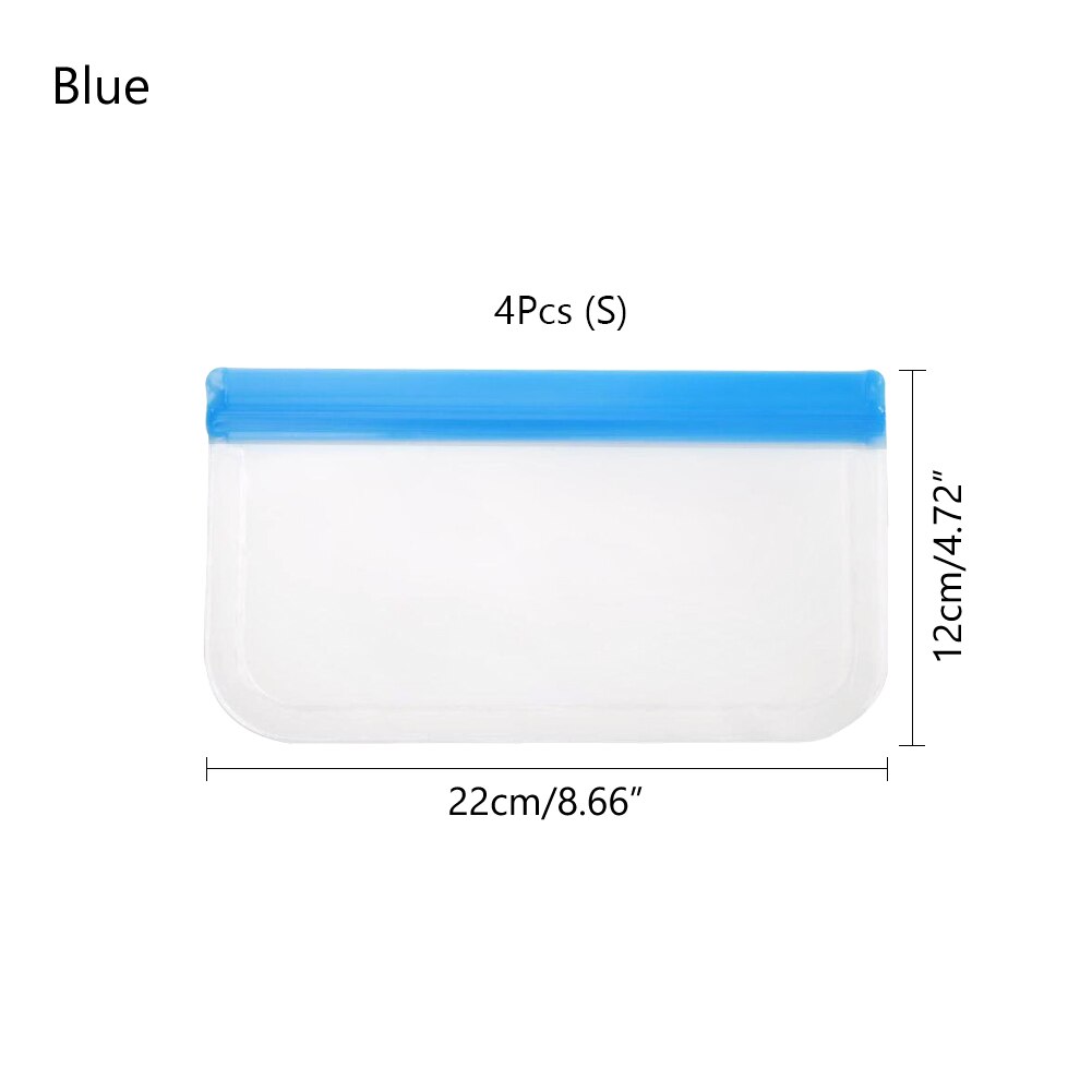 4Pcs Sandwich Pouch Containers Reusable Food Storage Bag Silicone Leakproof Fresh Fruit Pouch Freezer Bags Cup Ziplock Shut: 004