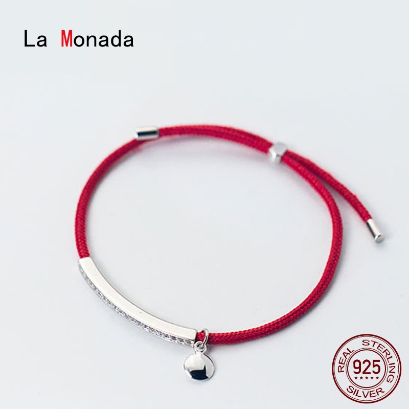 La Monada Rode Draad Voor Hand 925 Sterling Zilveren Armband Rode Draad String Touw Armbanden Voor Vrouwen Zilveren 925 Sterling