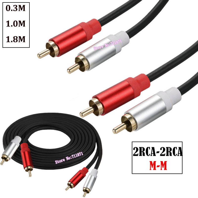 Double RCA Audio Video Cable Line Gold Plated Metal Shell Two 2 RCA Male to Double RCA Male Video Audio Cord Wire For TV SPeaker