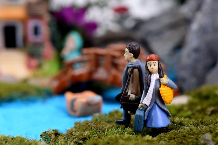 1 par söta älskare par med stammen figurer miniatyr hantverk älva trädgård tomte mossa terrarium pyssel prydnad trädgård dekor  d3