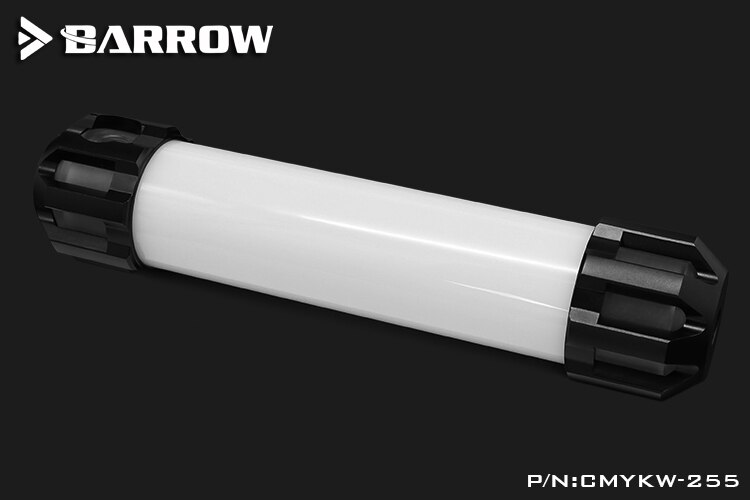 Barrow 155 /205 /255mm x 50mm dobbelt helix t-virus cylindrisk vandkølet kølevæsketank a-rgb lyssystem pmma + aluminiumsafdækning: Sort 255mm