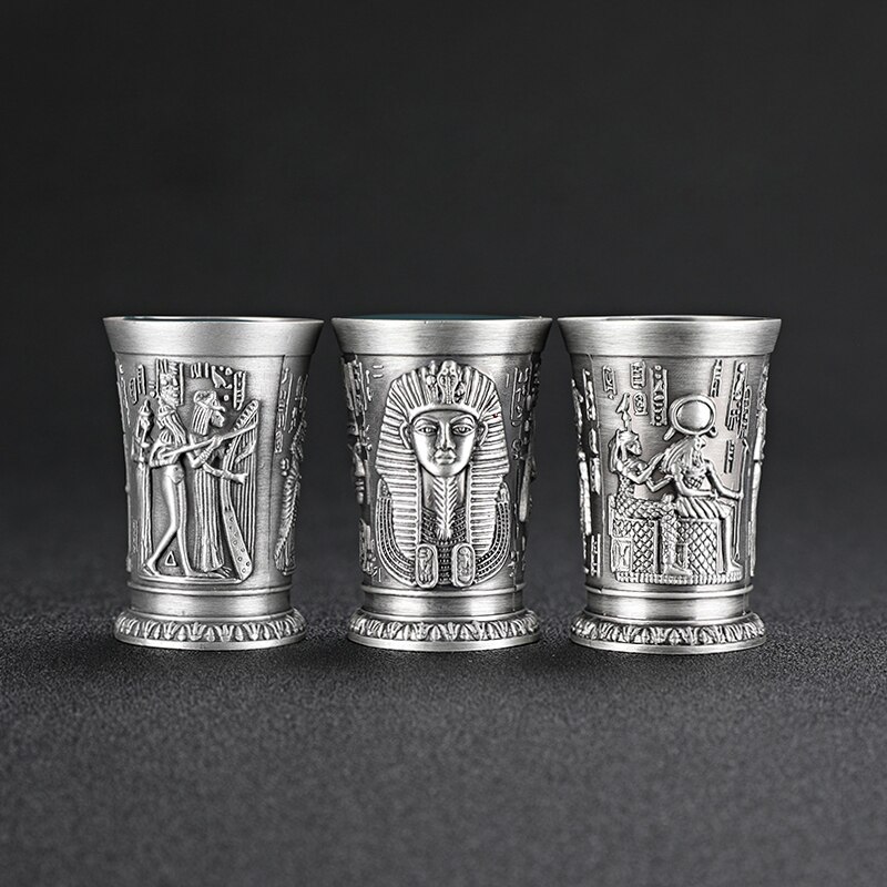 Retro klassinen egypti myytti shot lasi hopeinen viina cocktail viinilasi viski tuoppi lasi