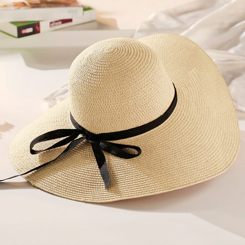 1 stk kvinner dame stråhatt solhatt bred randen pustende for utendørs strand sommer 99. nov