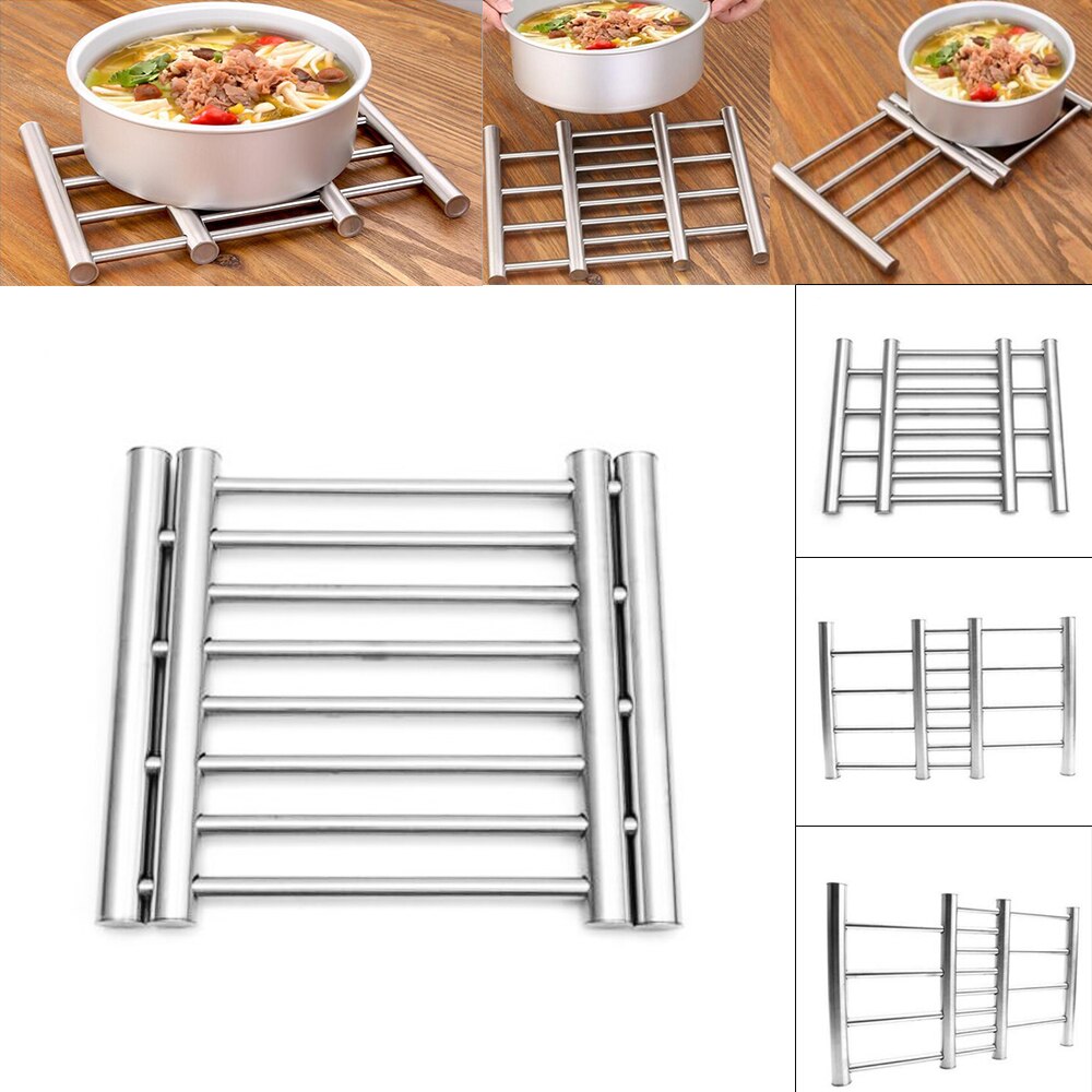 Ladder Stainless Steel Kitchen Trivet Worktop Saver Pot Pan Stand Rack 2