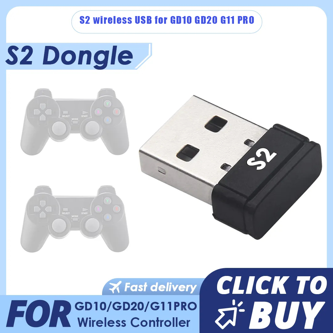 Dongle USB S2 para GD10 4K, palo de juego para gamepad, receptor inalámbrico para VAYAVA Ampown GD20 G11 PRO, USB inalámbrico