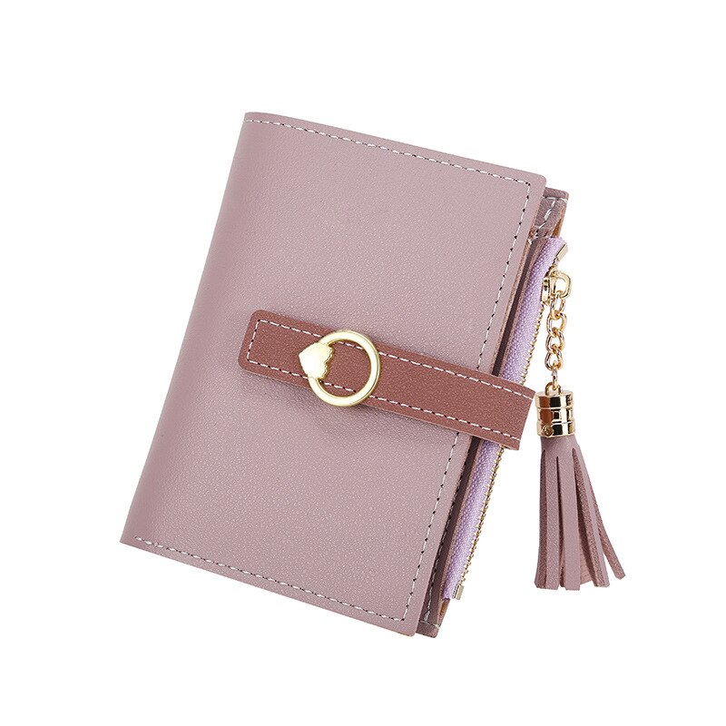 Novo fecho borla pequeno fresco zero carteira multi função bolsa de cartão curto estudante carteira por atacado bolsas crossbody