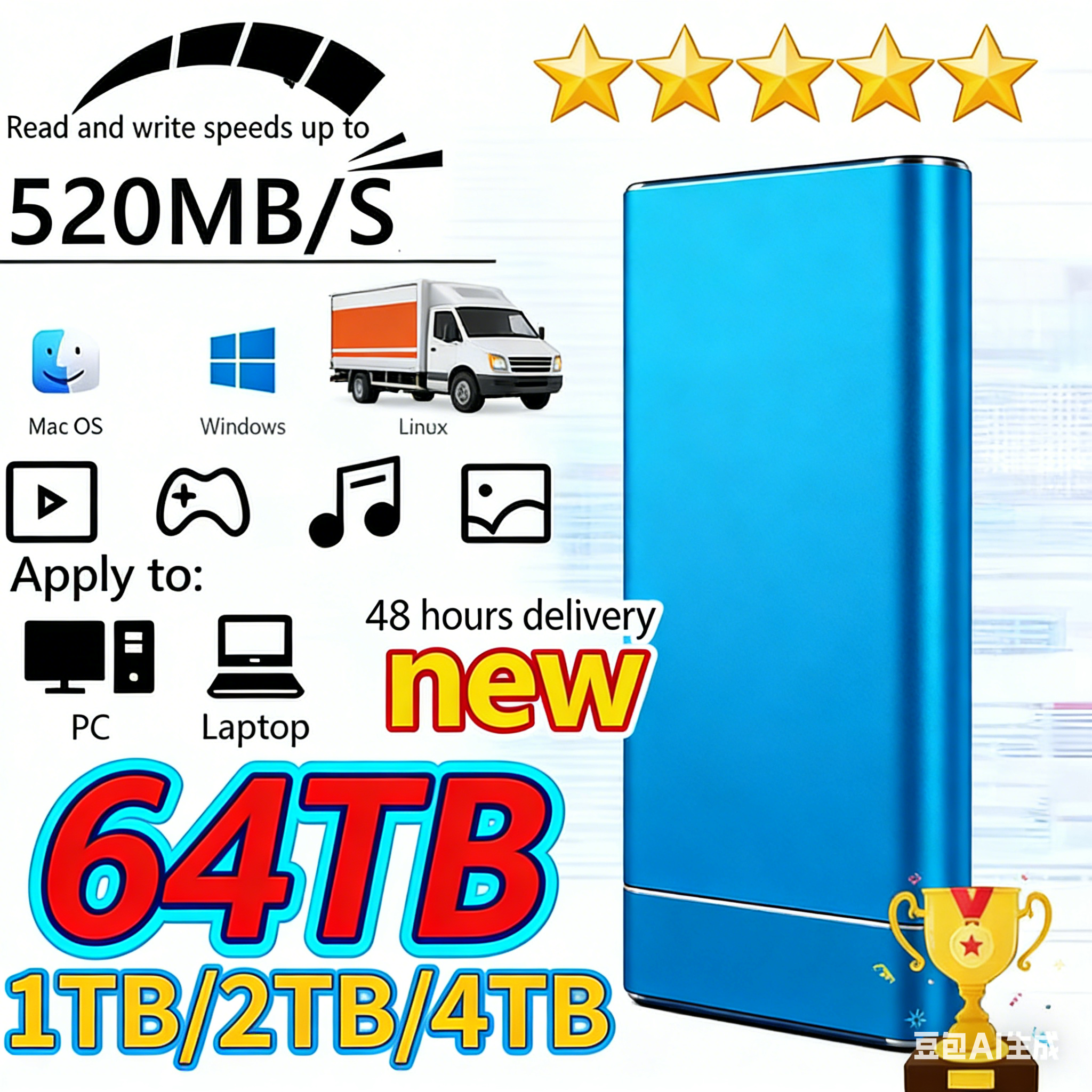 Ekstern ssd 2tb/4tb med ultrastor kapacitet, bærbar harddisk type-c, usb 3.2, højhastighedsoverførsel til stationær mac