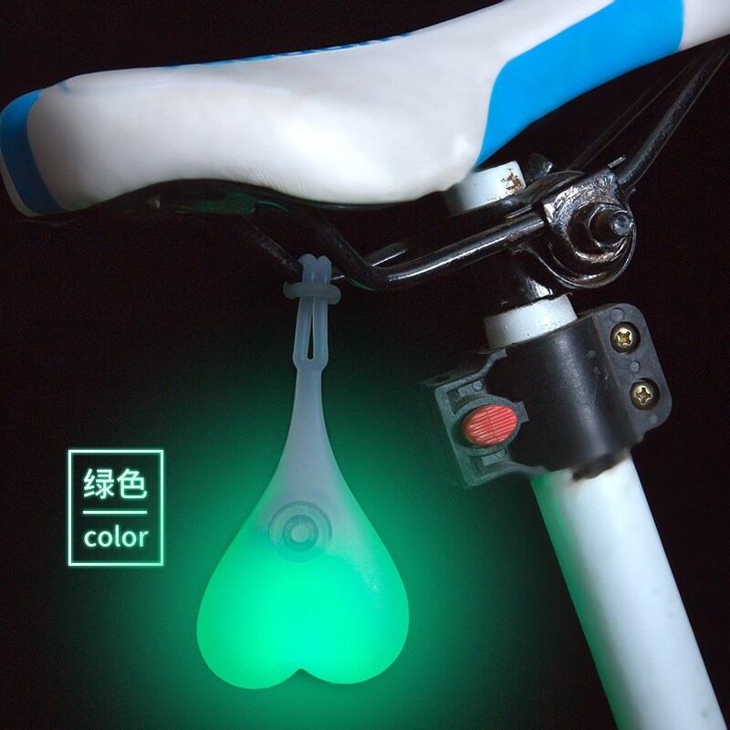 Waterproof Silicone Bike Heart Lamp Night Cycling Rear Seat Back Lights Bike Tail Lights Safety Warning Ball Light Lamp: Green