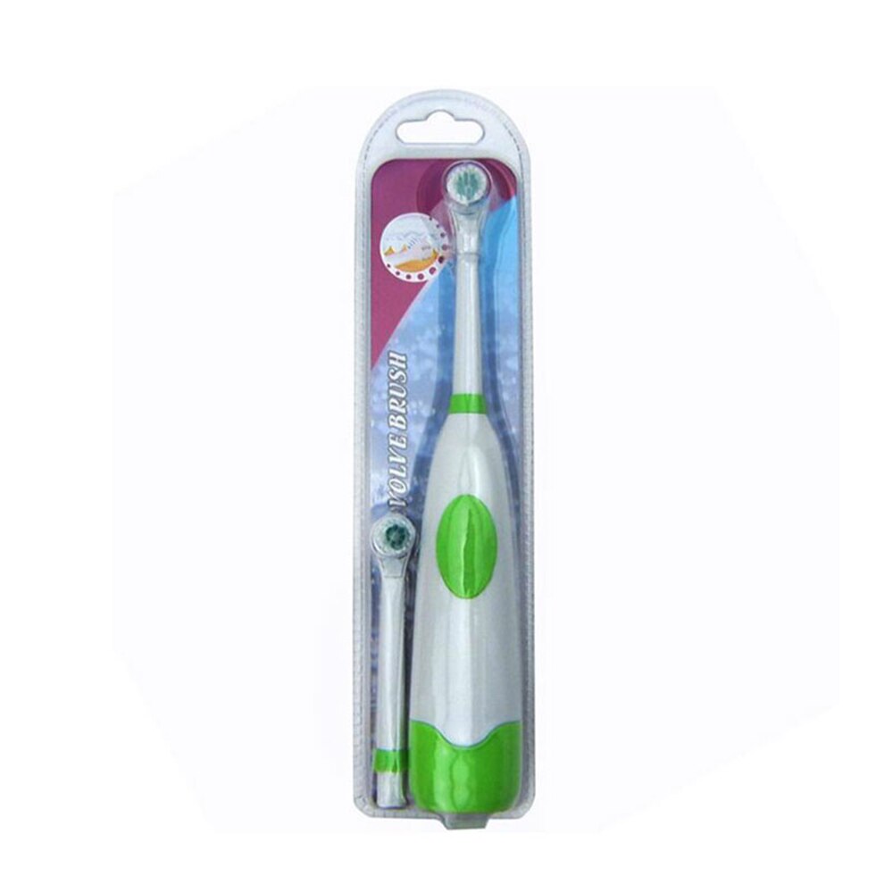 Tooth whitening 1 Set Electric Toothbrush With 2 Brush Heads Battery Operated Oral Hygiene No Rechargeable Teeth Brush: Green