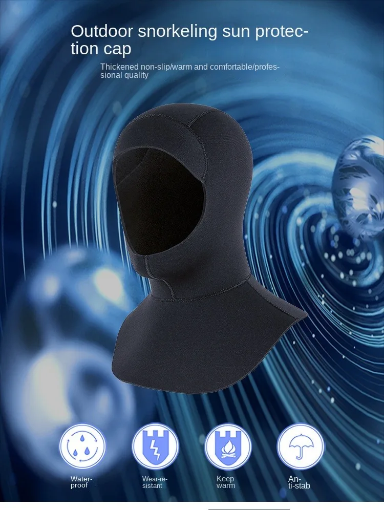 Neopreen duikcap/wetsuitmuts, 3mm/5mm elastische thermische duikcaps voor mannen en vrouwen, geschikt voor zwemmen in koud water, snorkelen en surfen.
