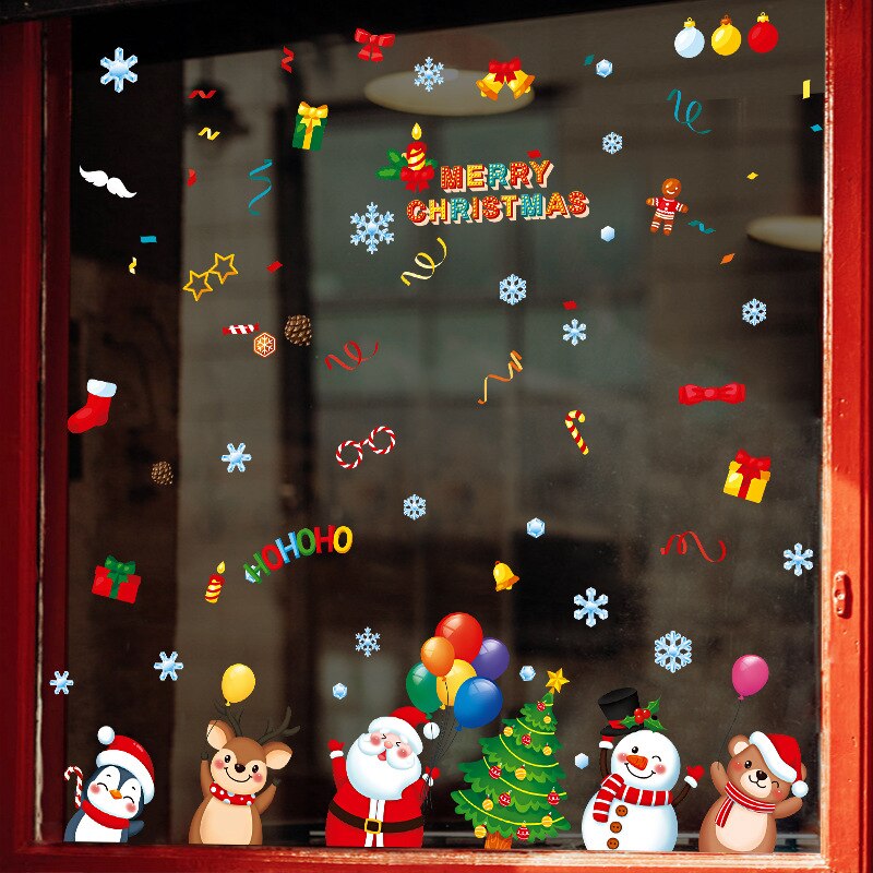 Kerst Element Cartoon Elektrostatische Stickers Vensterglas Scene Layout Decoratie Muurstickers Zelfklevende