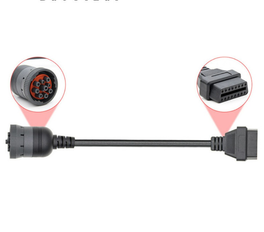 J1939 9Pin Diesel female To OBD2 16Pin Female Cable for cummins deutsch 9-pin Car Diagnostic Tool Adapter Converter