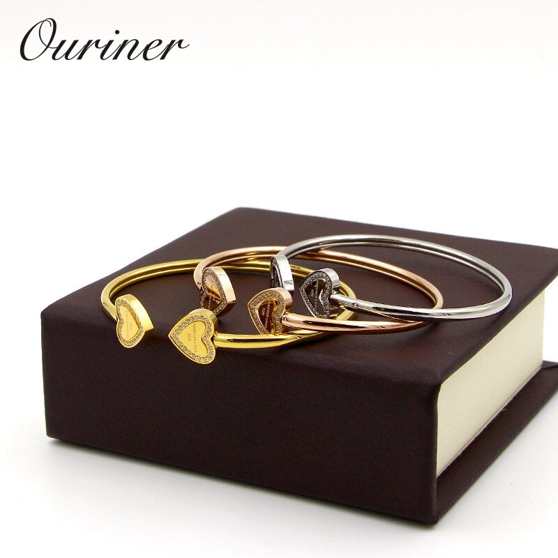 Mærke kvinder smykker rustfrit stål armbånd & armring til kvinder guldfarvet forever love tag armbånd  k0097