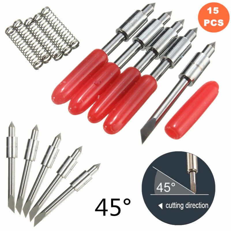 KZTech 15PCS 30 45 60 Degree Vinyl Cutter Blade for Graphtec CB15 CB09 Silhouette Cameo Craftrobo Blades CB15U Cricut CB09U: CB15 45degree