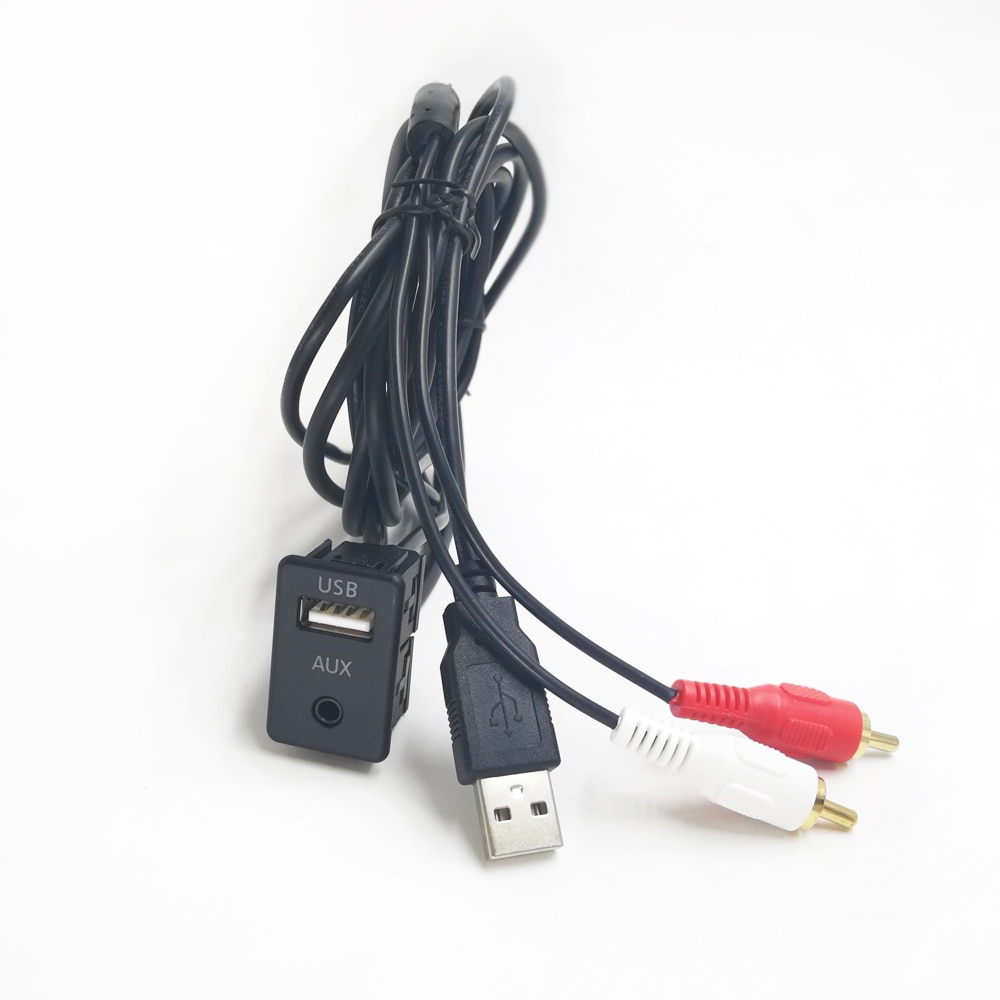 Biurlink 150 CM/100 CM DIY Verleng Adapter Auto Extension RCA USB Adapter USB/AUX Panel voor Toyota mitsubishi Nissan