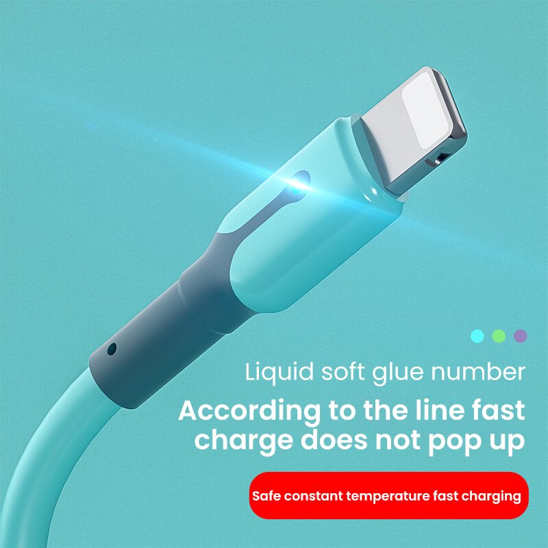 Zachte Verlichting Usb-kabel Voor Iphone 13 12 11 Pro Max Xr Xs 8 7 6 Ipad Snelle Data Opladen lader Usb Draad Koord Mobiele Telefoon Kabel