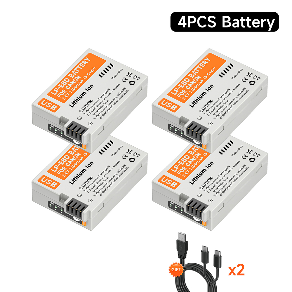 Batería LP - e8 lpe8, con entrada tipo C + cargador doble LCD de caja de almacenamiento, para la Cámara Canon EOS 550D 600D 650d 700d x7i x6i X5 X4 T2i t3i t4i t5i: Verde