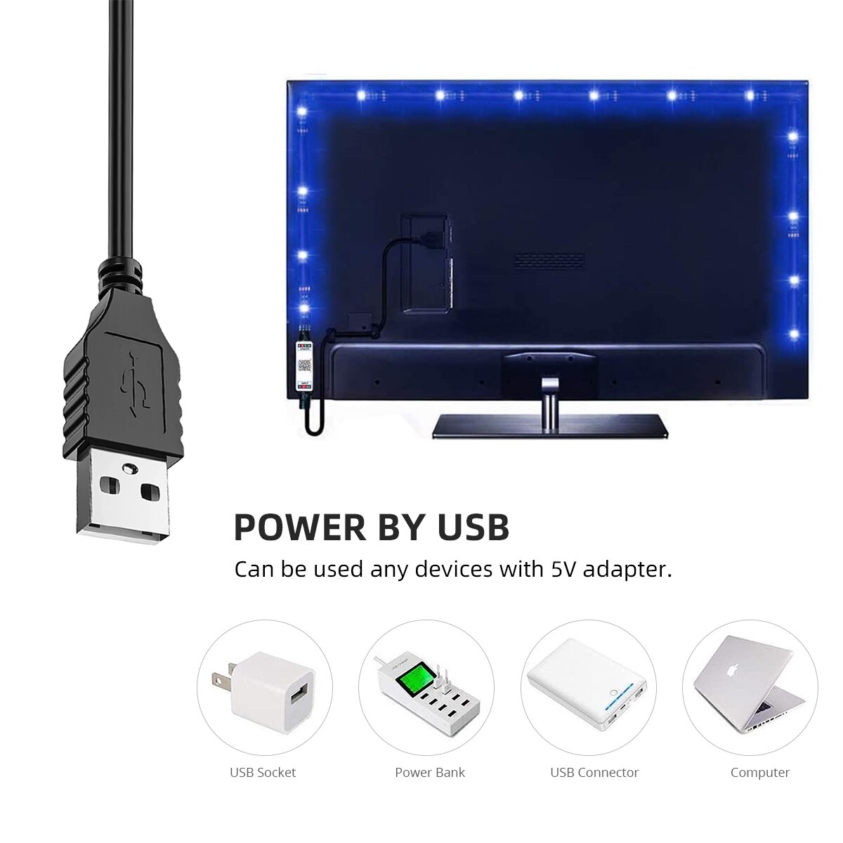 Usb 5v bluetooth led stripe lys rgb 5050 led lys tape 5m 10m 15m 20m tv bakgrunnsbelysning fleksibelt led bånd rom dekor tau