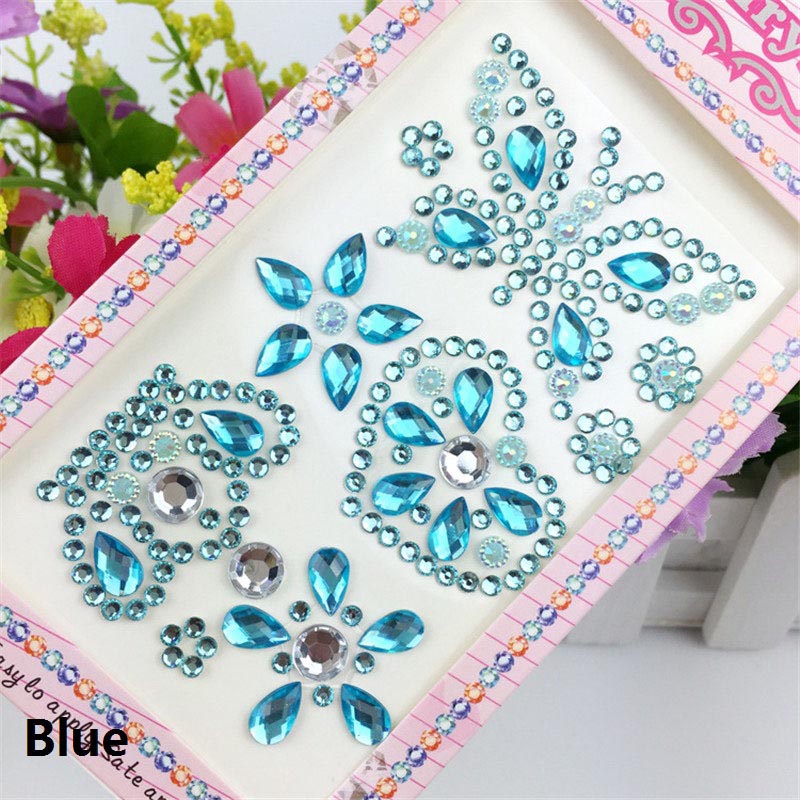 1 set 17*8.5 cm Vlinder Kroon Thema Acryl Strass Telefoon PC Art Diy Decal zelfklevende Steentjes scrapbooking Stickers: Blue