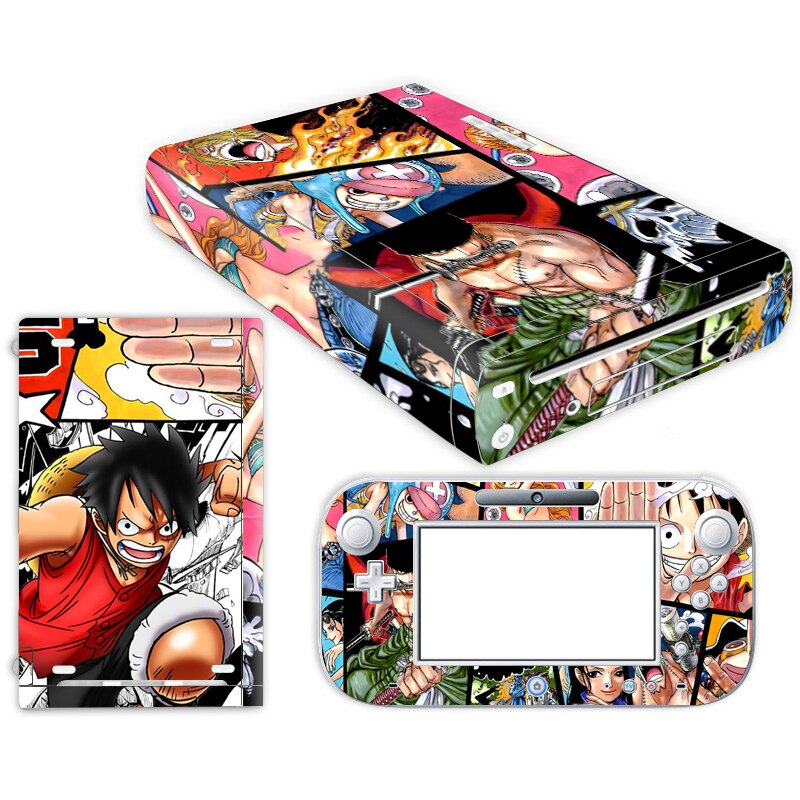 Anime One Piece Luffy Skin Sticker for Nintendo Wii U Console Cover with Remotes Controller Skins For Nintend wii u sticker