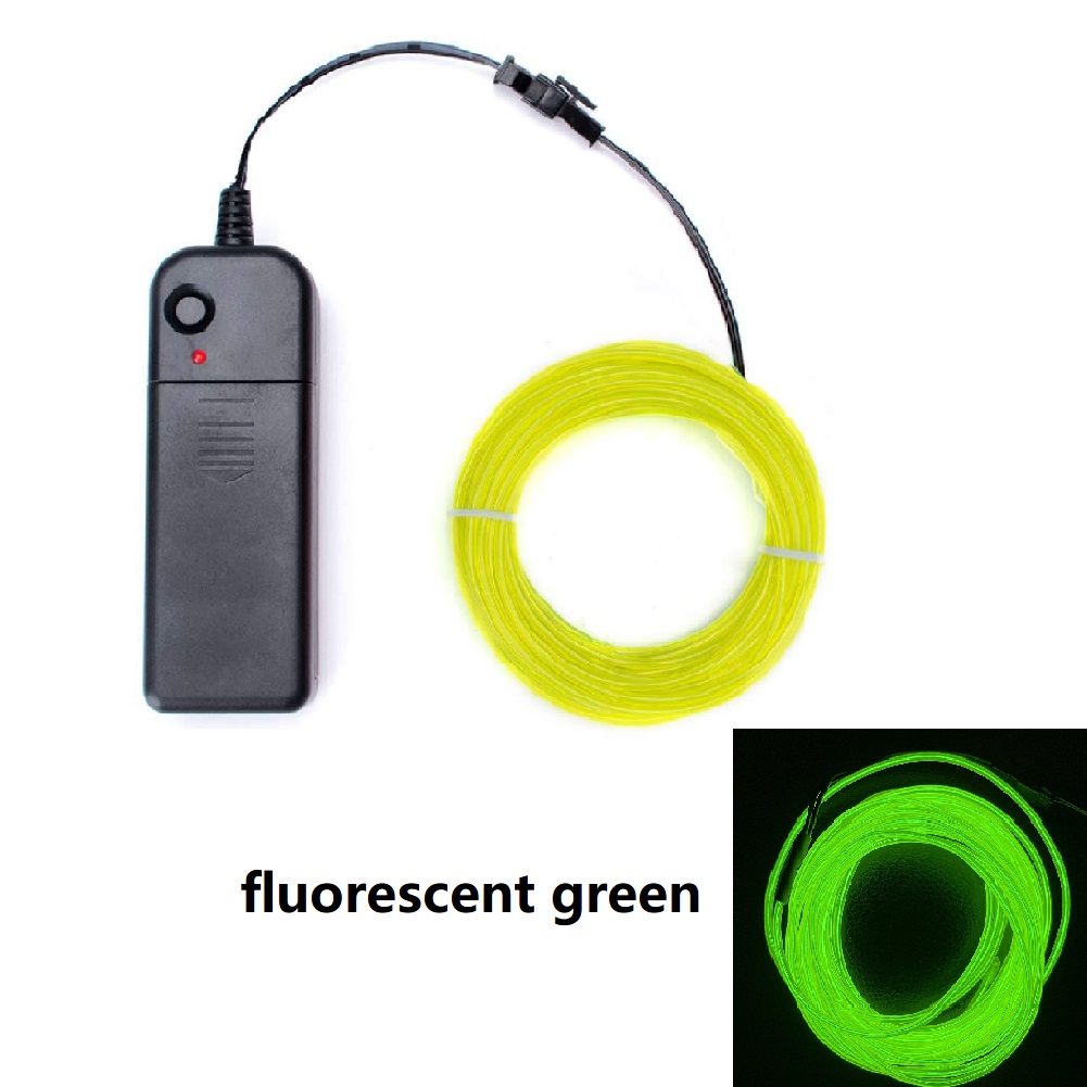 Cable de neón EL brillante de 1m, 3m, 5m, para de baile de Navidad, disfraces DIY, luz iluminada Multicolor, lámpara con batería AA, tira de LED: 3000 K de oro / 4,5 W