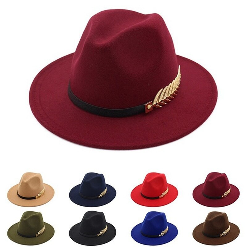 Unisex mænd kvinder hat uld brede rand cap hatte hat