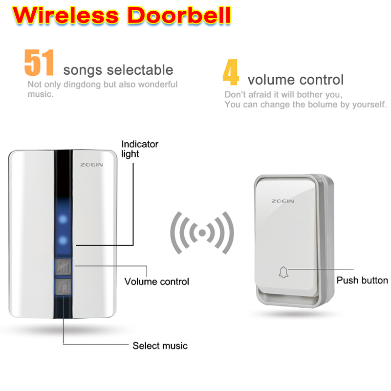 Original Smart Wireless Doorbell Waterproof Self-powered Button Door Bell Sets Home Welcome Outdoor House Chimes Receiver