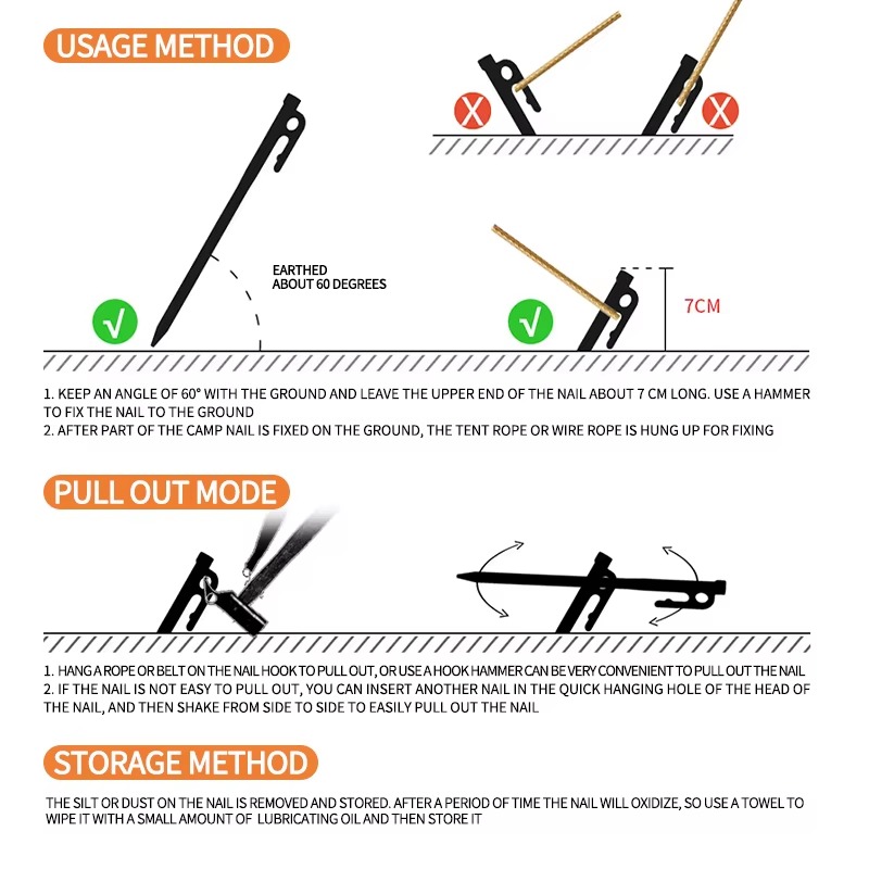 Udendørs teltpløkker kraftige 420 camping teltpløkker i rustfrit stål jordsøm til telt